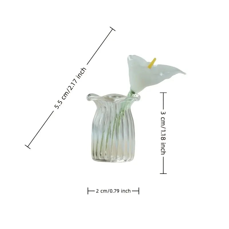 Decoration Hand Blown Glass Flower Figurines Collectible Ornaments with Vase for Mothers Day Birthday Table Centerpiece Garden DIY Craft